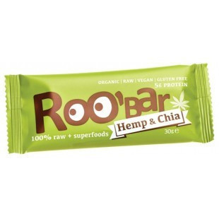 Roobar 100% raw bio gyümölcsszelet kender prozein-chia mag 30 g